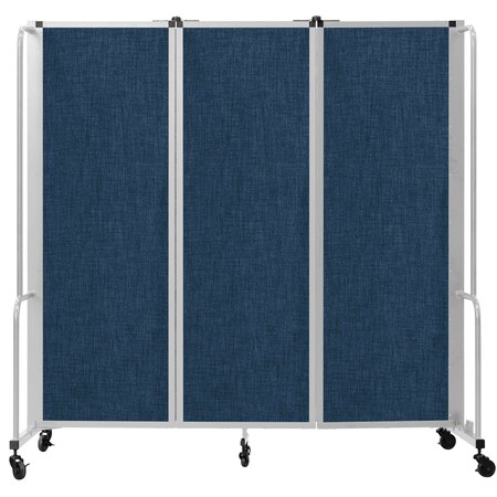 National Public Seating Room Divider, 6' Height, 3 Sections, Blue Panels, Grey Frame RDG6-3PT04